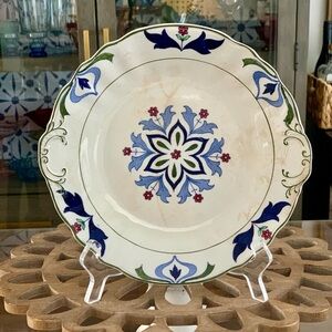 Artisan Ceramic Dinner Plate with Floral Design